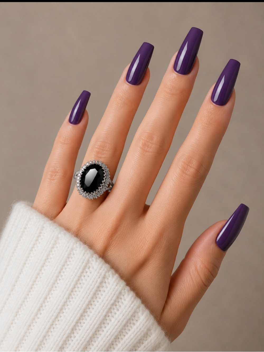 Stunning Large Black Oval Sterling Silver